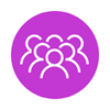 purple circle with group of people icon