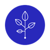 blue circle with leaf growing icon